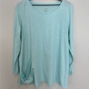 J. Jill Pure Jill Pima Cotton One Pocket Angled Tee Light Blue Tunic Top